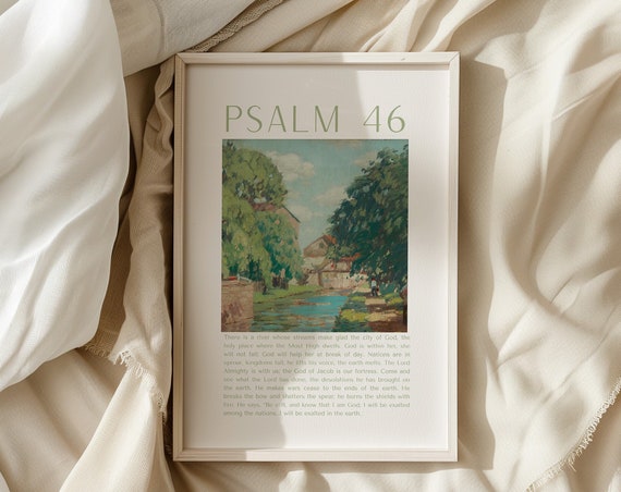 Psalm 46 Vintage Coastal Print Christian Poster Wall Art Bible Verse Wall Art Dorm Room Decor Christian Gift