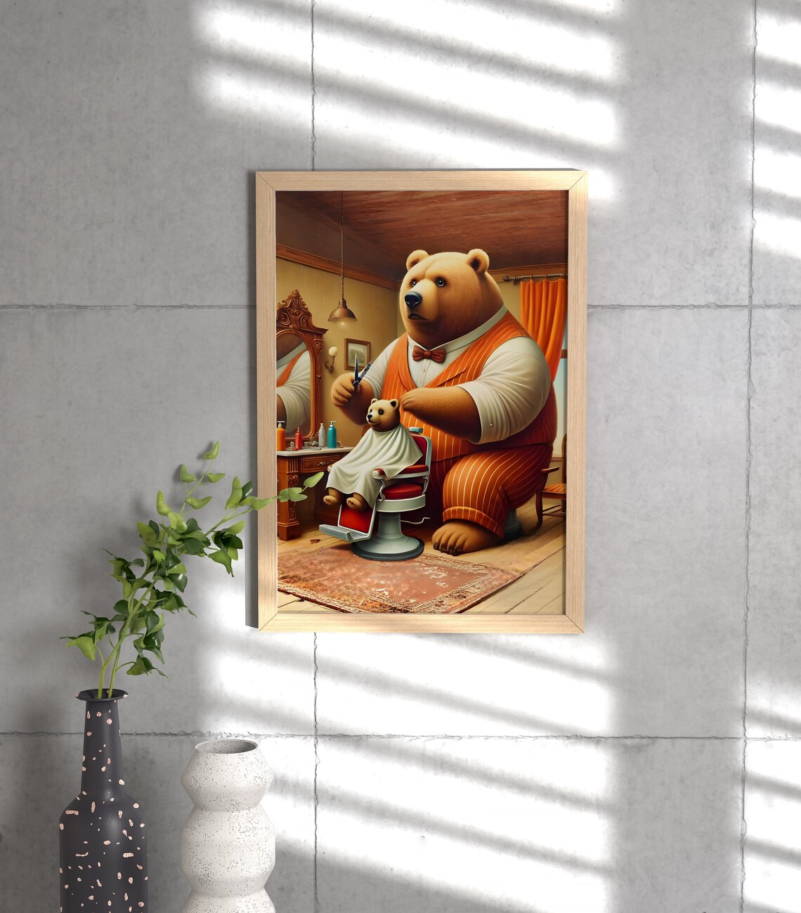 Bear Barber Animal Life Poster - Image 3