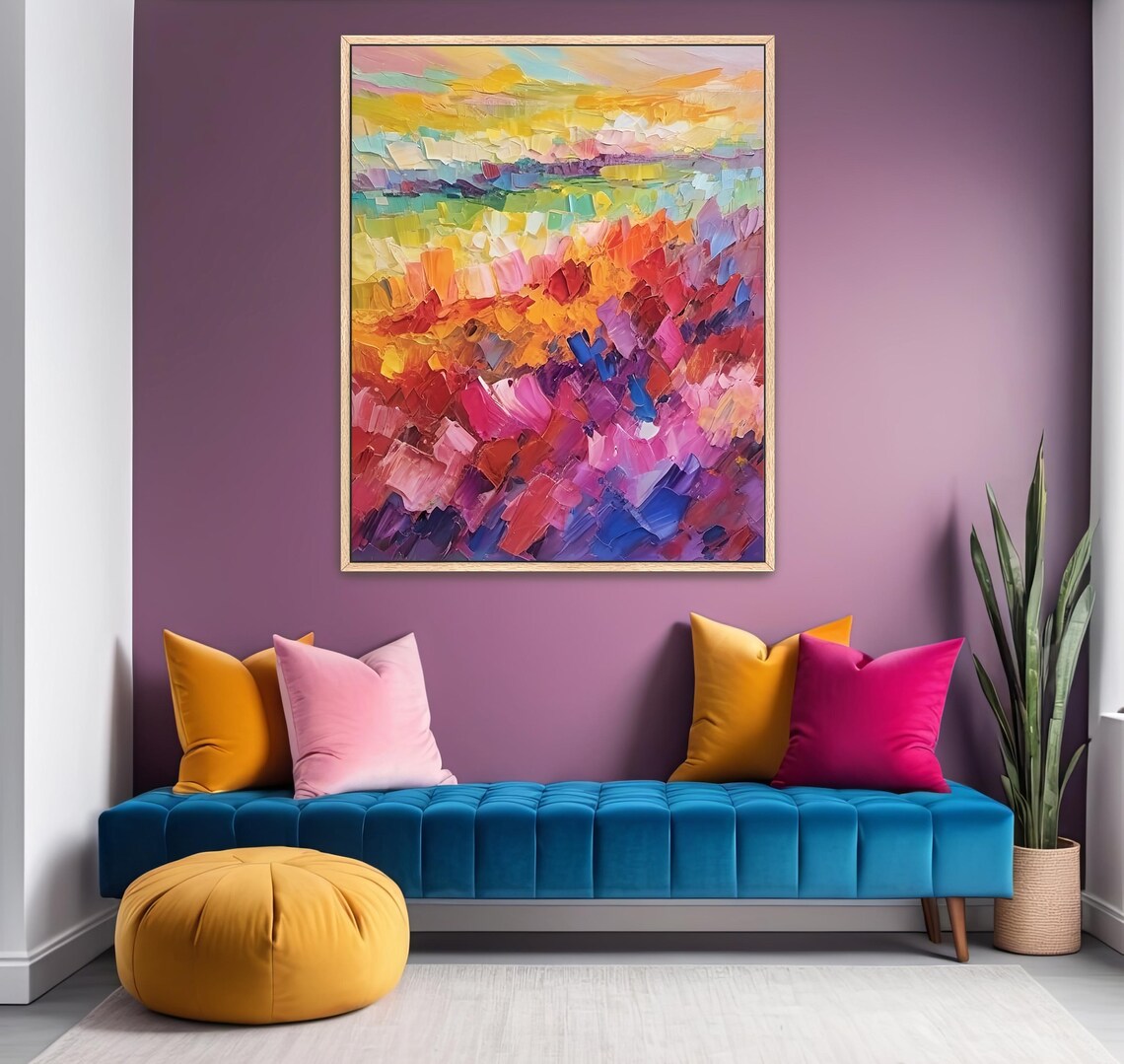 Abstract Acrylic Painting, Colorful Rainbow Art Print - Image 2