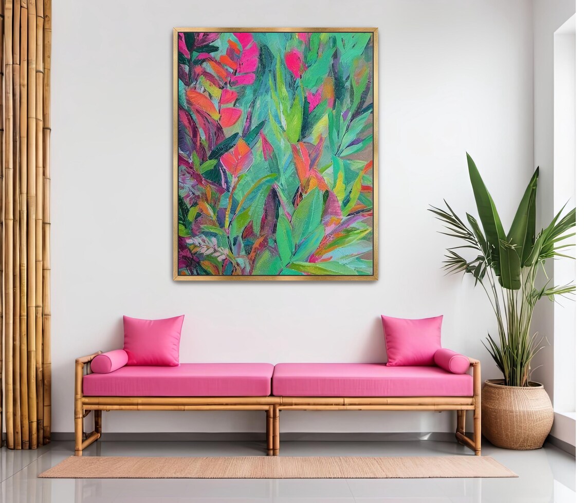 Abstract Tropical Jungle Acrylic Painting Art Print - Image 2