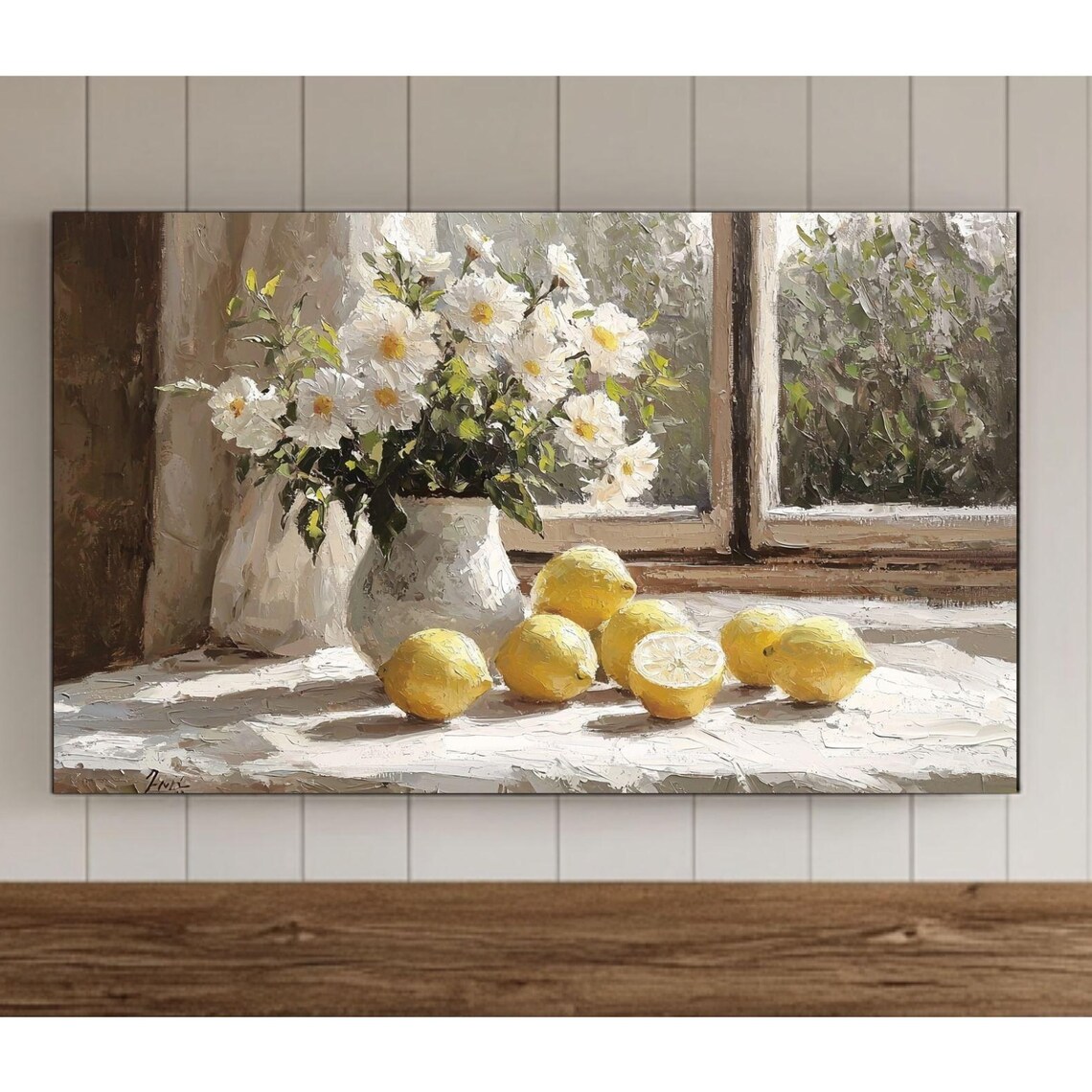 Lemons and Daisies Rustic Farmhouse Kitchen Art Print