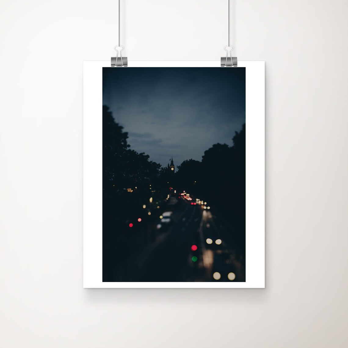 London At Night Glowing City Lights Bokeh Street Photography Poster