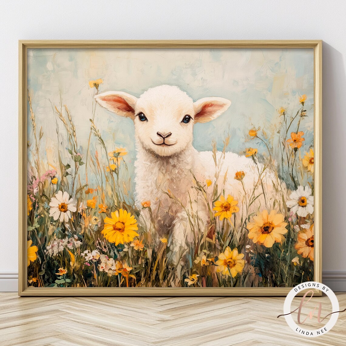 Vintage Lamb Spring Art Print, Easter Cottagecore - Image 2