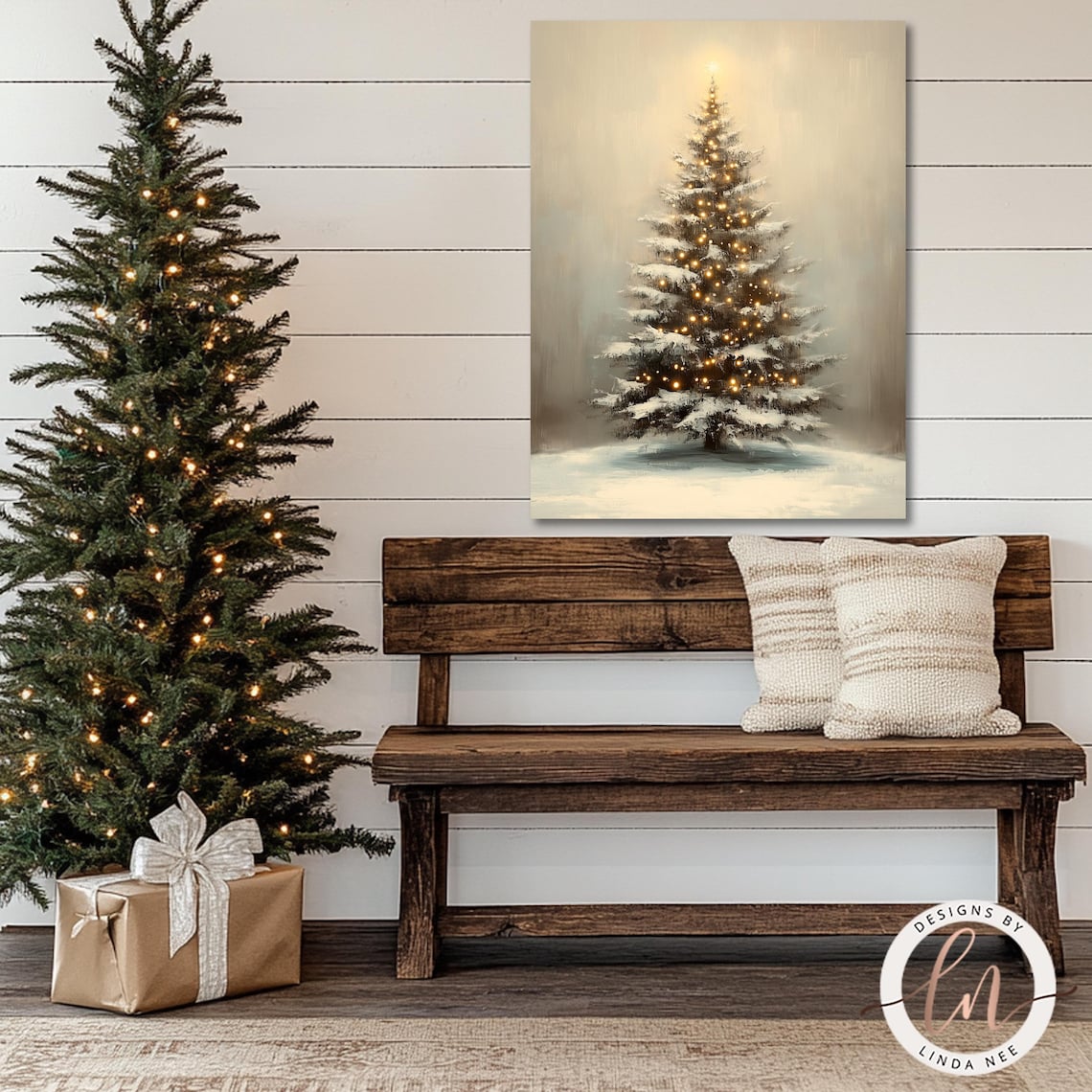 Vintage Christmas Tree Art Print, Cottagecore Farmhouse - Image 2