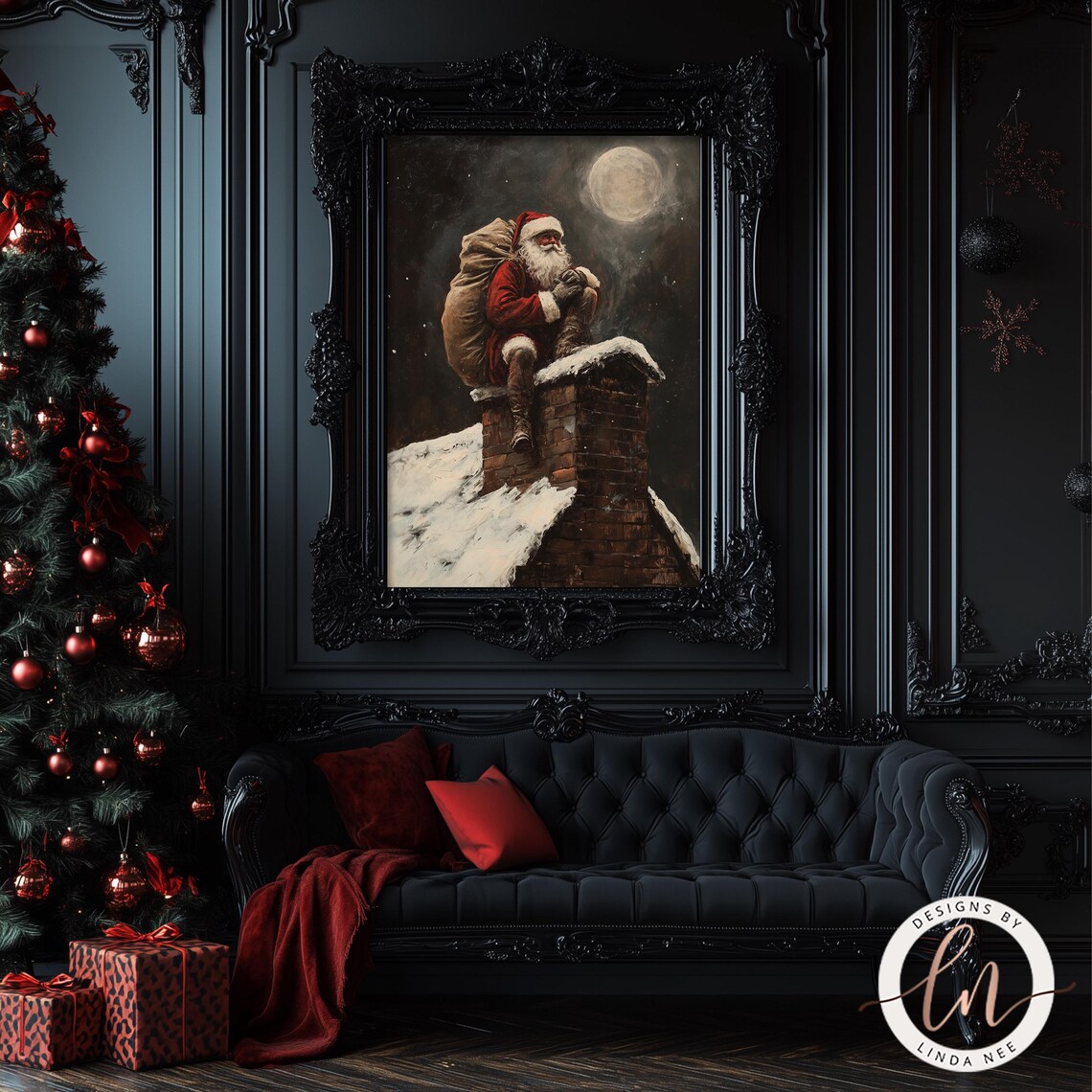 Santa Claus Dark Academia Vintage Christmas Art Print - Image 3
