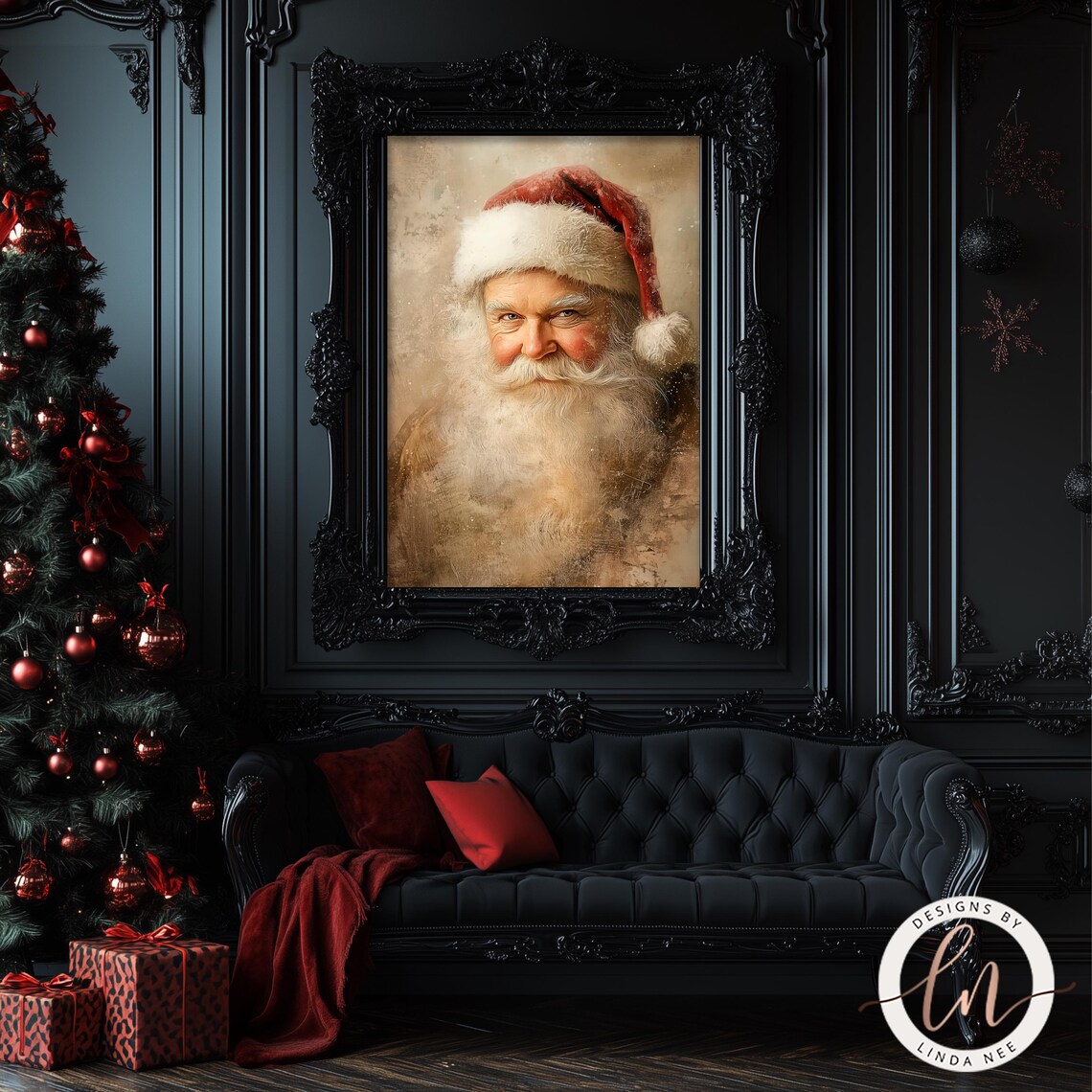 Vintage Santa Portrait, Christmas Wall Art Print - Image 2
