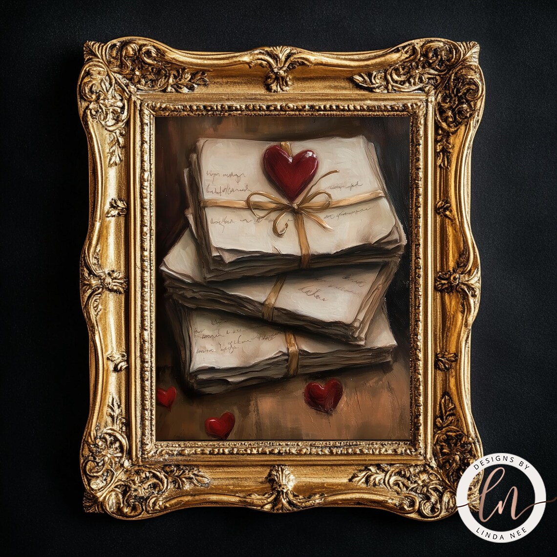 Vintage Love Letters, Dark Academia Valentine Art Print