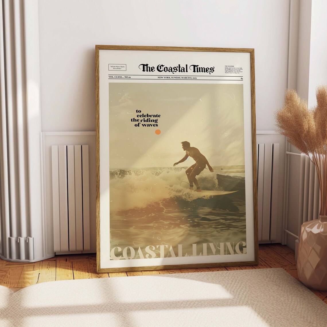 Coastal Living Surf Print, Retro Wave Poster