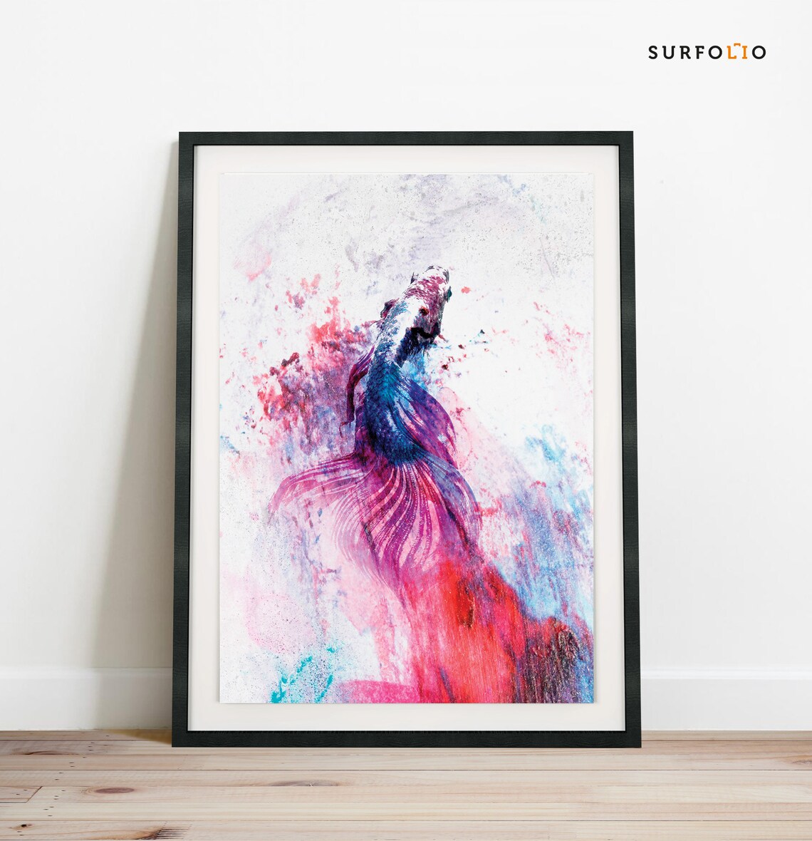 Betta Fish Art Print, Colour Splash Pet Portrait