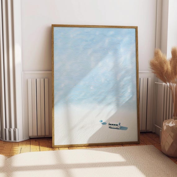 Aerial Beach Print, Minimalist Coastal Wall Art