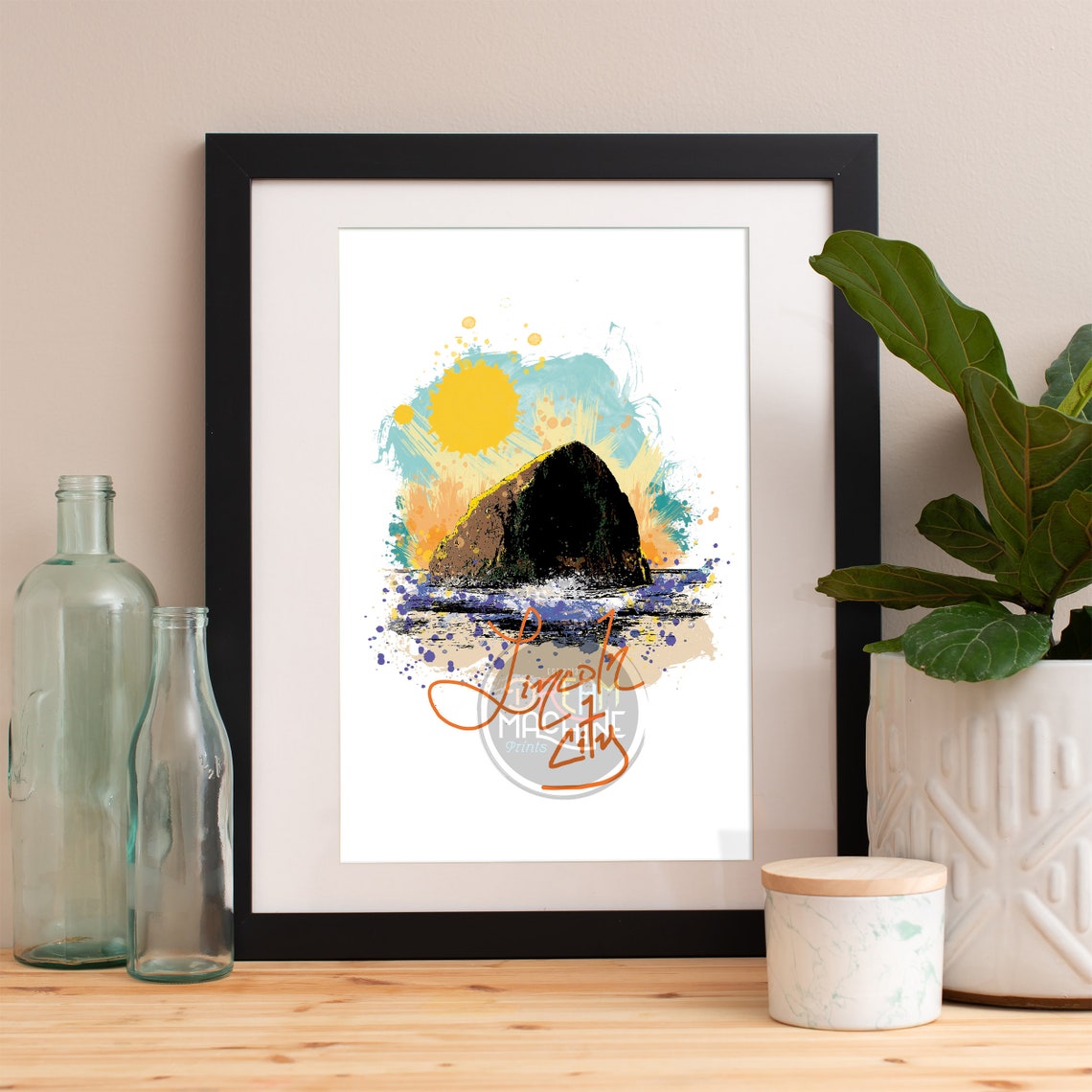Lincoln City Print Lincoln City Skyline Lincoln City Art Lincoln City Poster Lincoln City Watercolor Lincoln City Art Print Lincoln