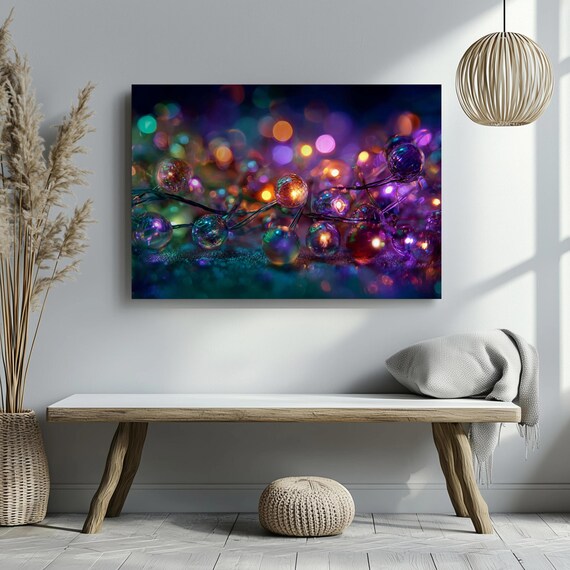 Colorful Fairy String Lights Iridescent Bubbles Bokeh Art Poster