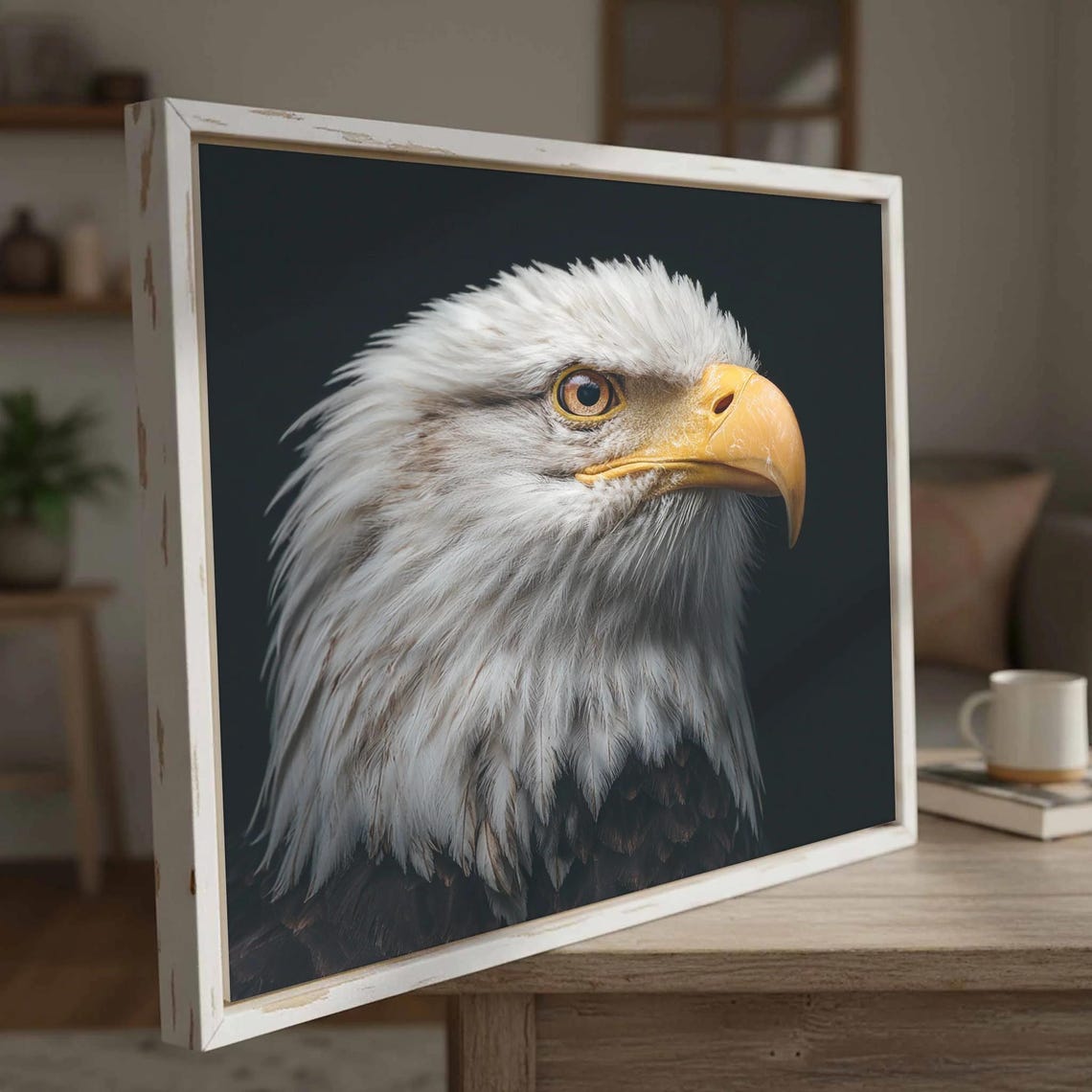 Bald Eagle Close Up Portrait Dark Background Wildlife Wall Art