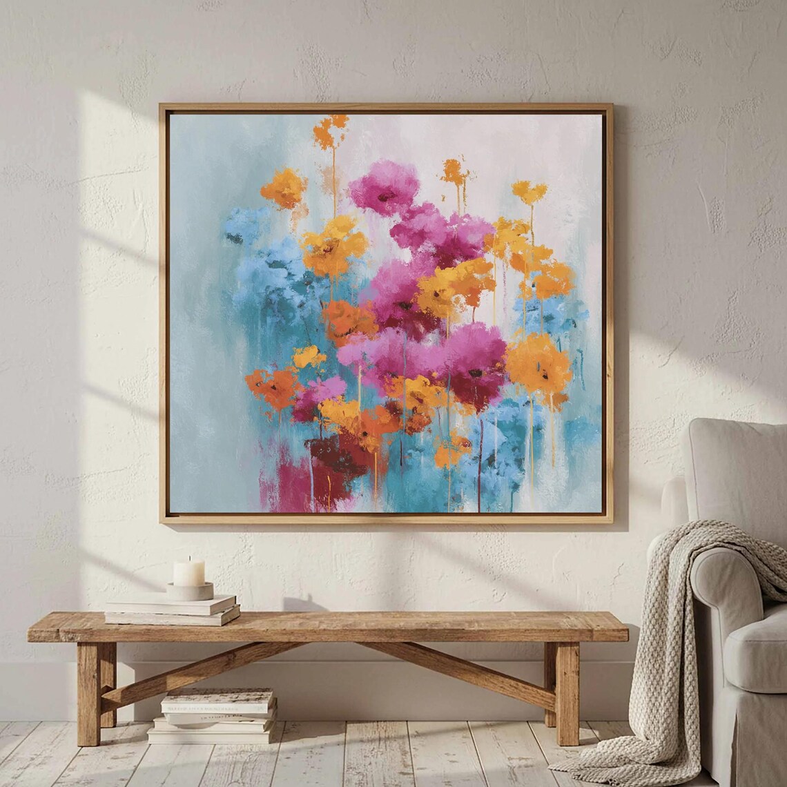 Abstract Floral Canvas Wall Art Watercolor Bloom Print