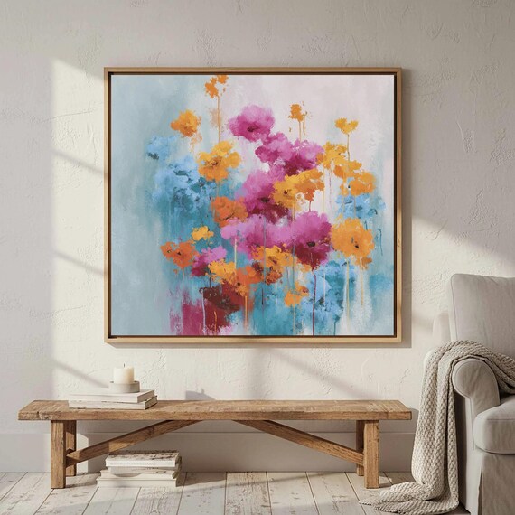 Abstract Floral Canvas Wall Art Watercolor Bloom Print
