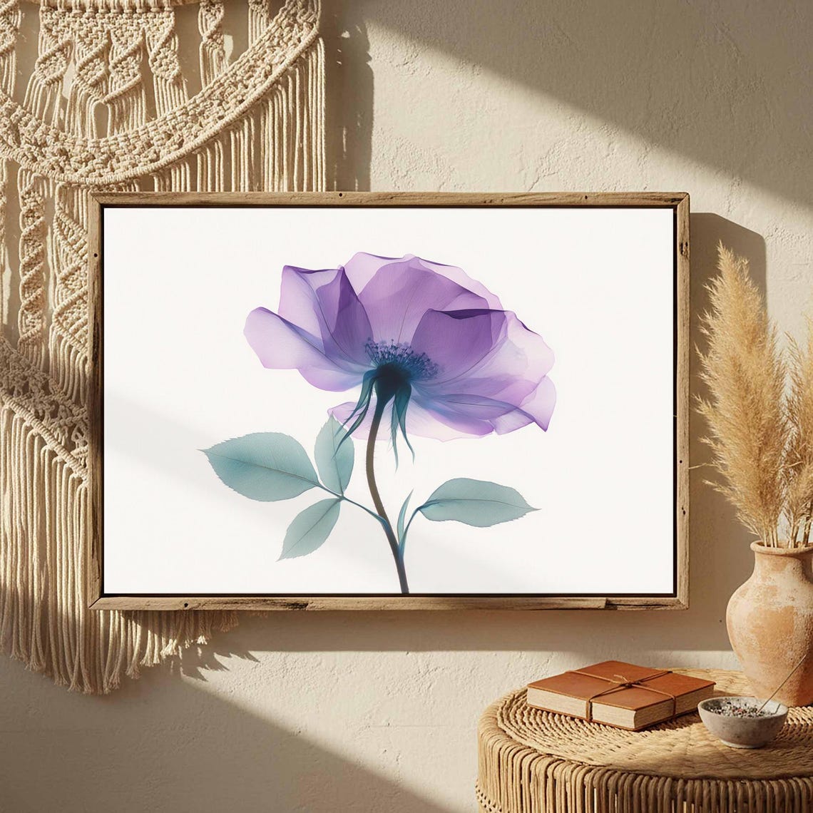 Translucent Purple Rose Xray Modern Botanical Minimalist Art Poster