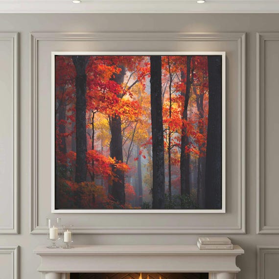 Autumn Forest Canvas Wall Art Fall Foliage Nature Print