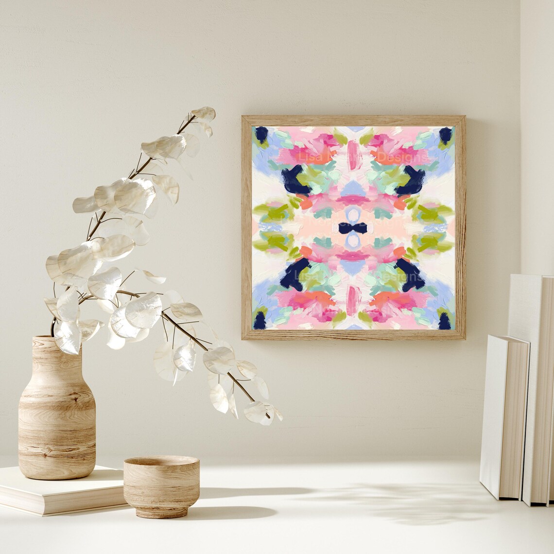 Colorful Pastel Abstract Art Print, Preppy Decor