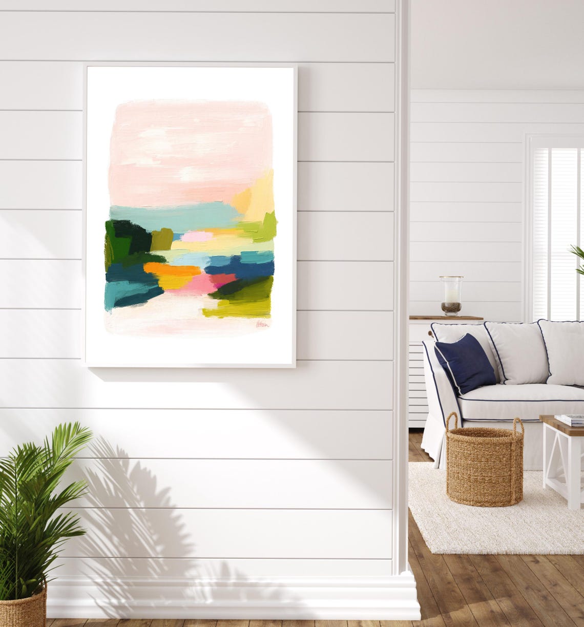 Pastel Abstract Color Block Landscape Modern Home Decor Poster