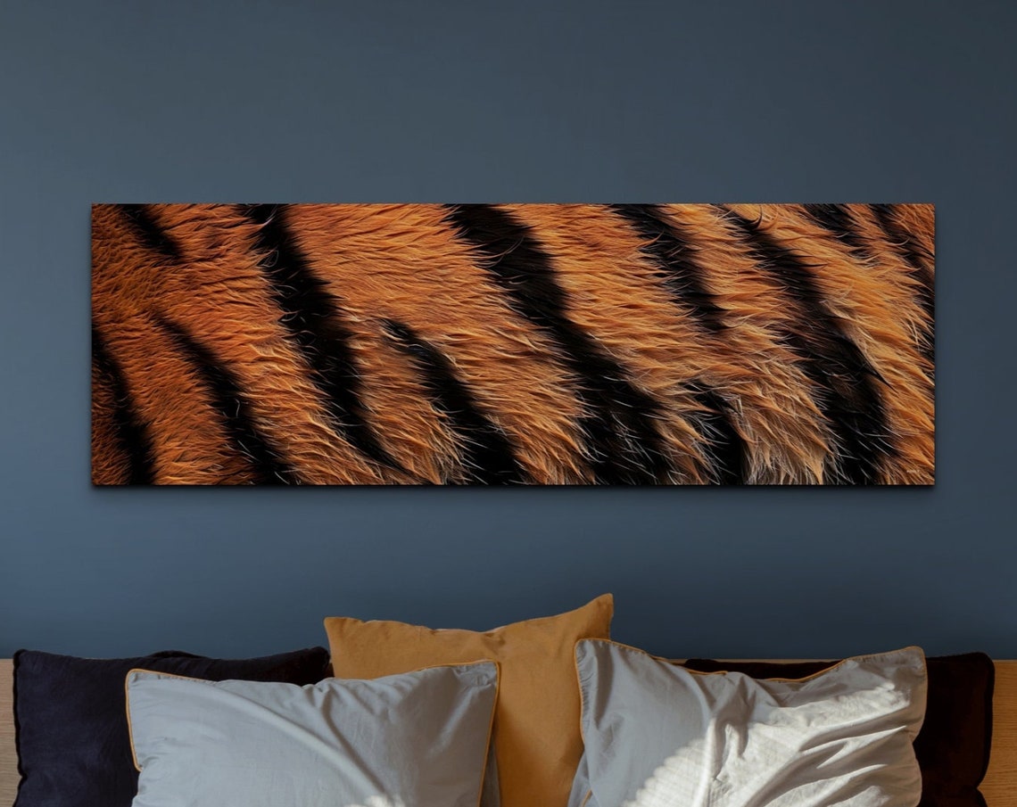 Tiger Fur Close-Up Orange and Black Striped Macro Animal Poster