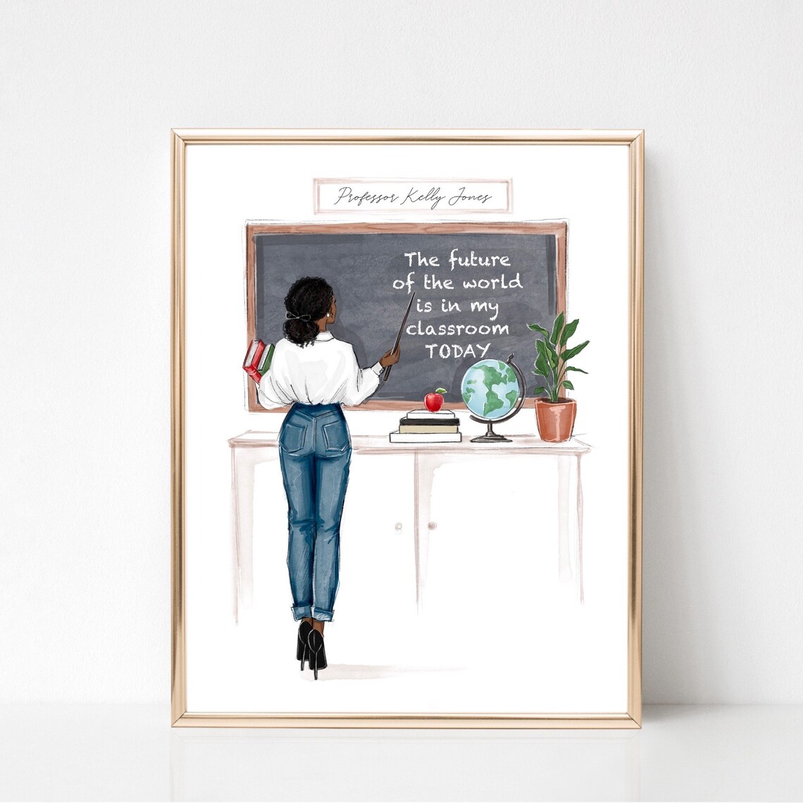 Custom Name Teacher Fashion Illustration Art Print - Image 2