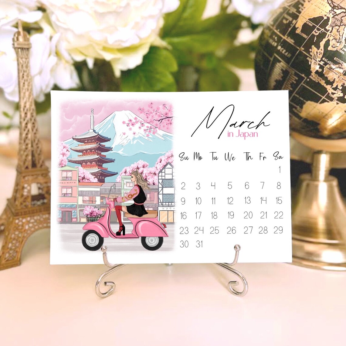 Travel Calendar 2025 Fashion Sketches Desk Calendar - Image 2