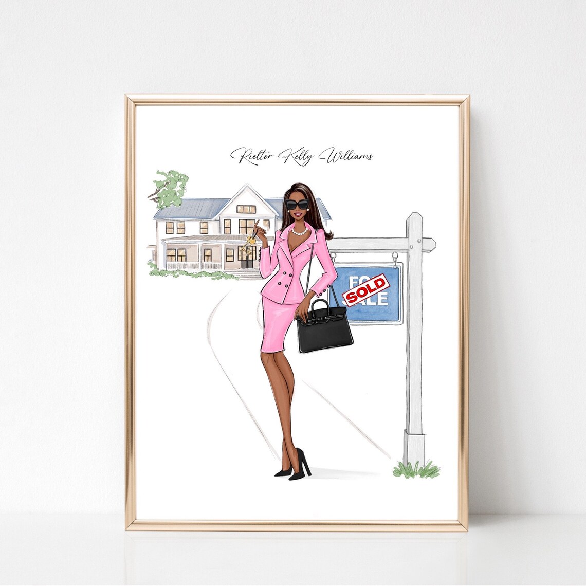 Personalized Real Estate Agent Fashion Sketch Print - Image 3