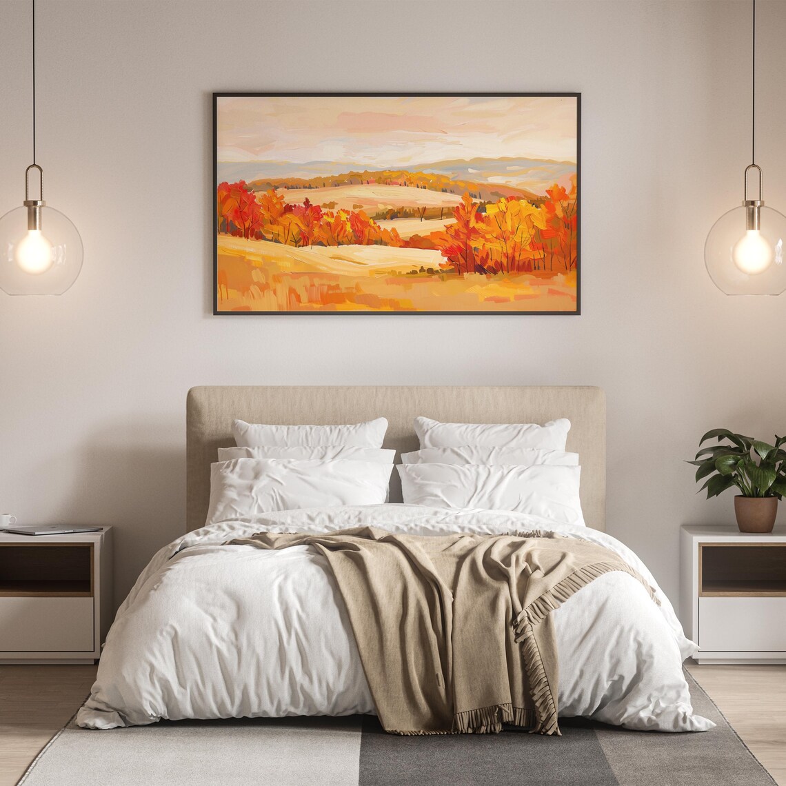 Autumn Landscape Painting, Fall Trees Wall Art - Image 3
