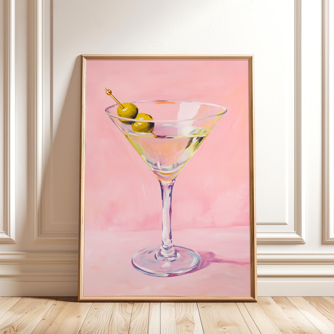 Cocktail Painting Pink Bar Cart Modern Art Print