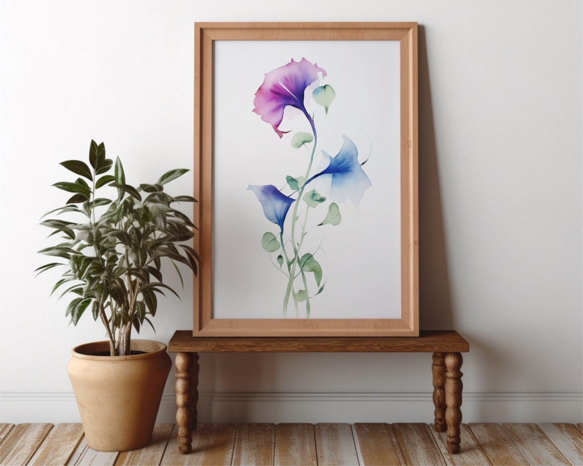 Morning Glory September Birth Flower Watercolor Art Print - Image 5