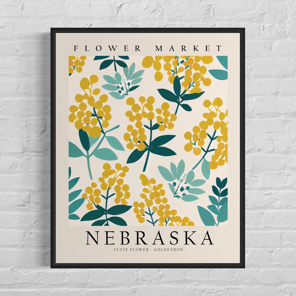 Nebraska State Flower Goldenrod, 1960s Botanical Art Print