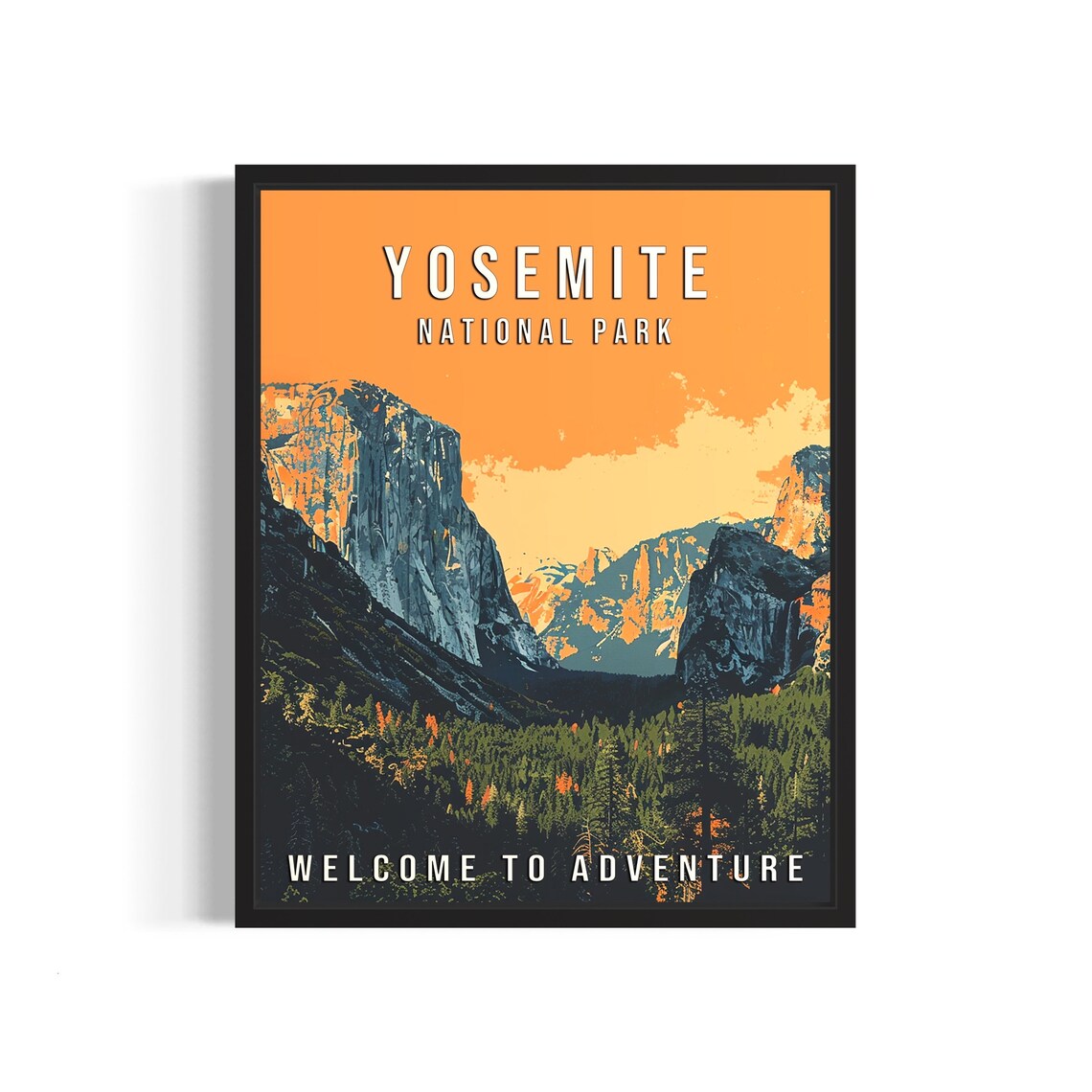 Yosemite National Park California Granite Valley Sunset Travel Poster
