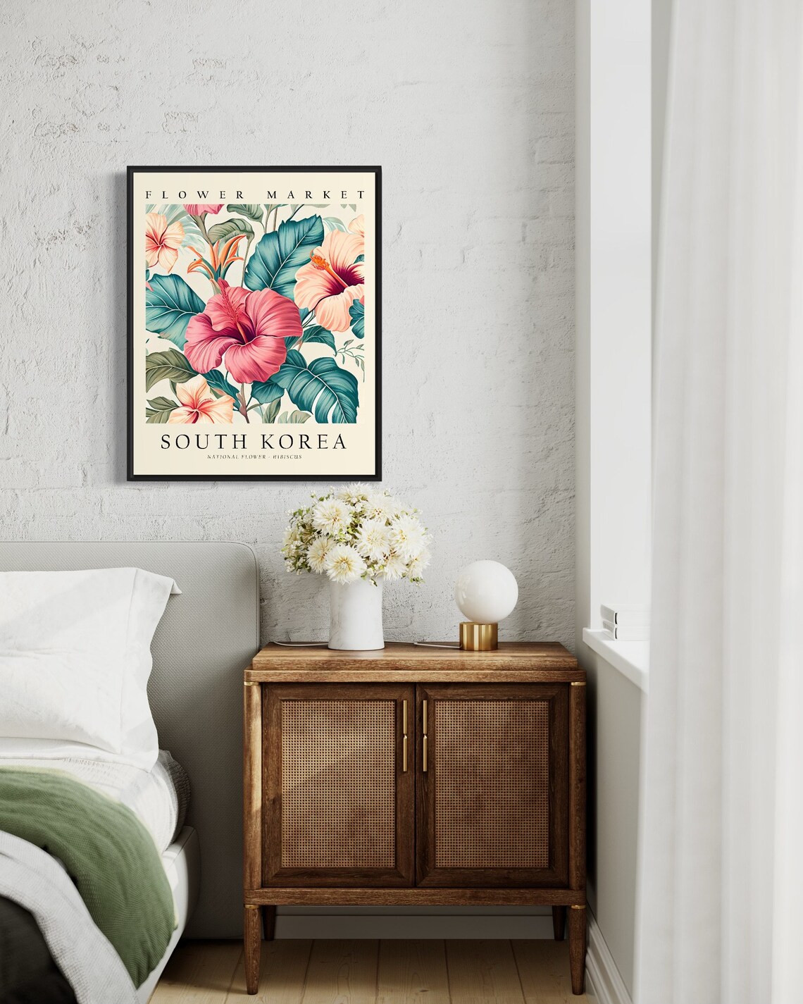 South Korea National Flower Hibiscus Botanical Art Print - Image 3