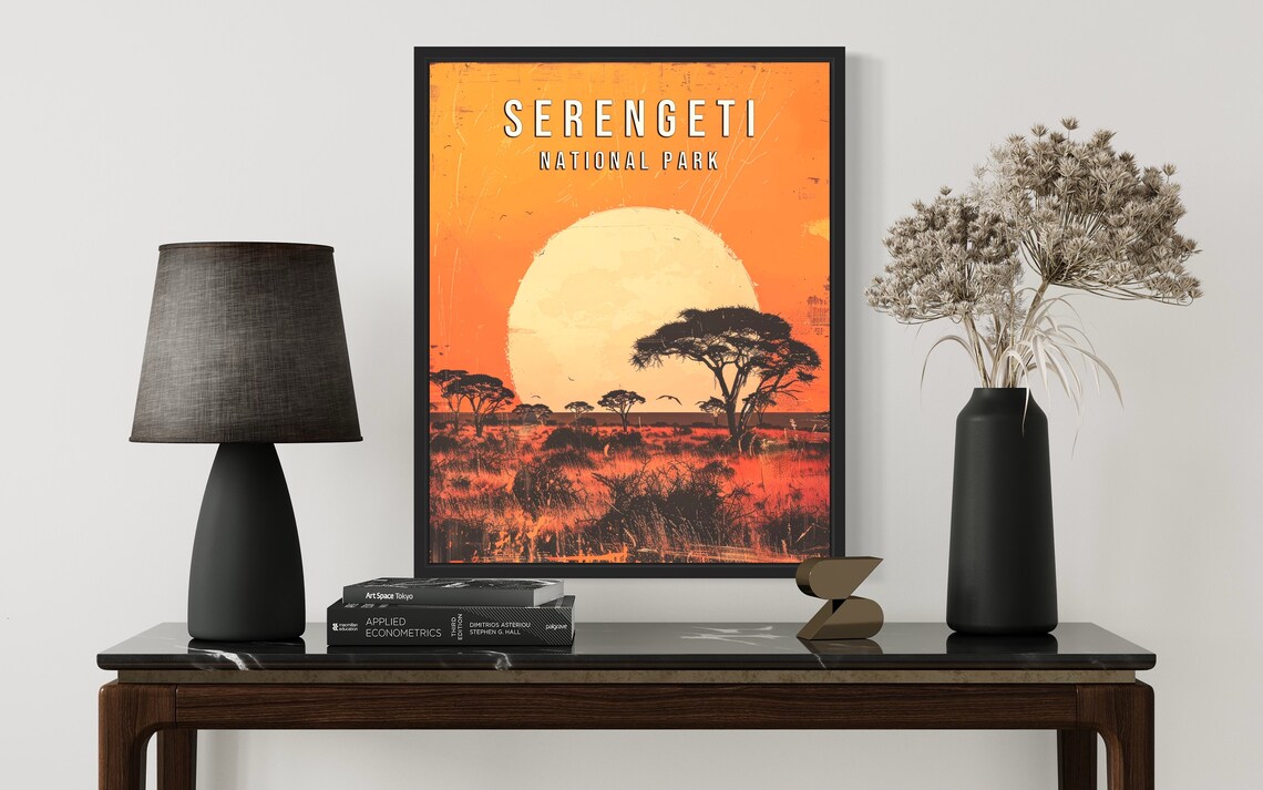 Serengeti National Park African Savanna Sunset Art Vintage Poster - Image 2