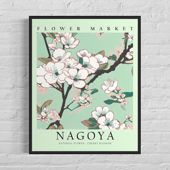 Nagoya Japan Flower Market Art Print Cherry Blossom Flower Wall Art Poster