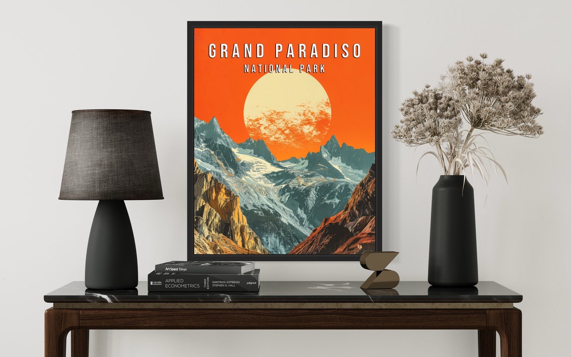 Grand Paradiso National Park Alpine Sunset Art Vintage Poster - Image 3