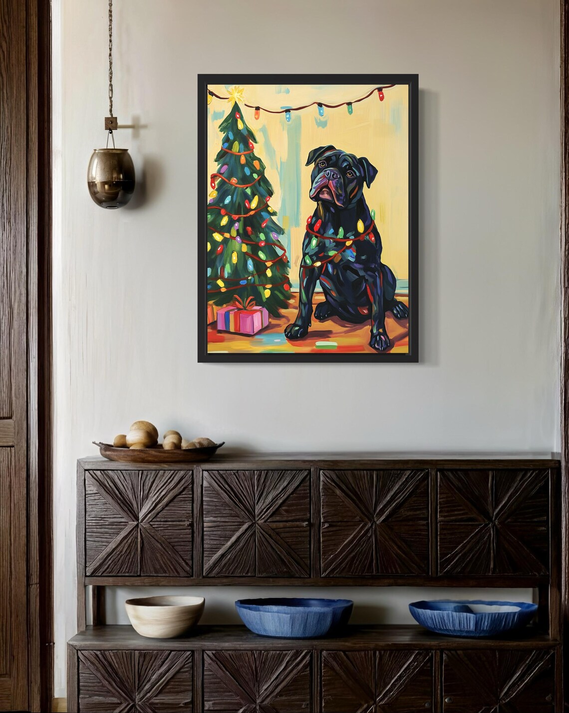 Cane Corso Dog Christmas Lights Holiday Poster Print - Image 2