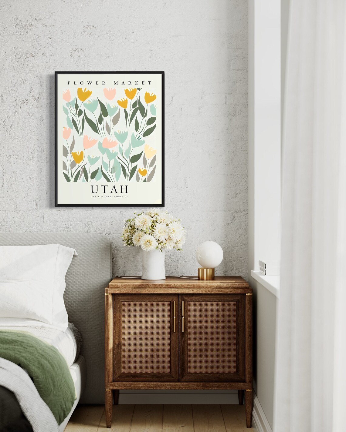 Utah State Flower Sego Lily, 1960s Botanical Art Print - Image 2