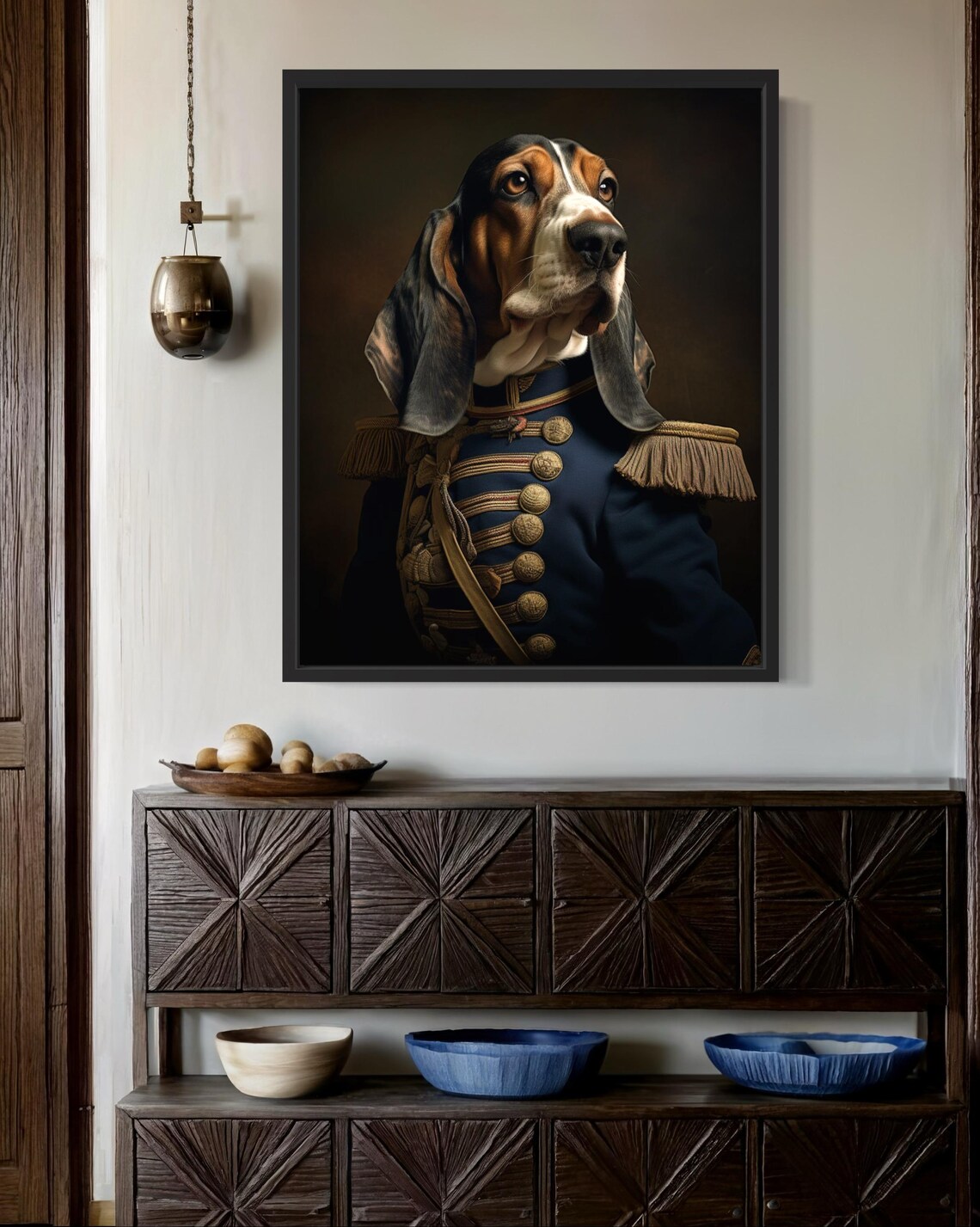 Basset Hound Military Uniform Portrait Regal Dog Oil Painting Poster - Image 2