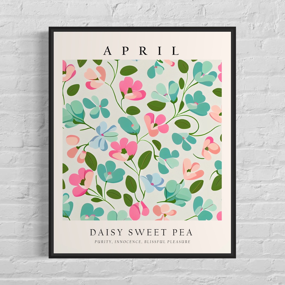 April Flower Month Daisy Sweet Pea Art Print