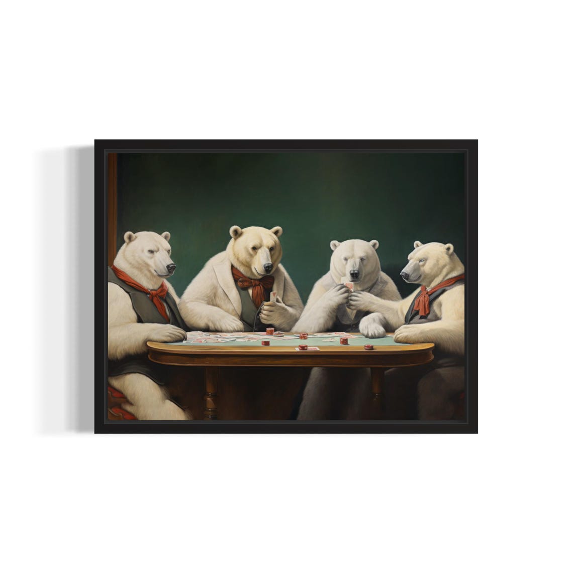 Polar Bears Playing Poker Card Game Arctic Animals Humor Poster