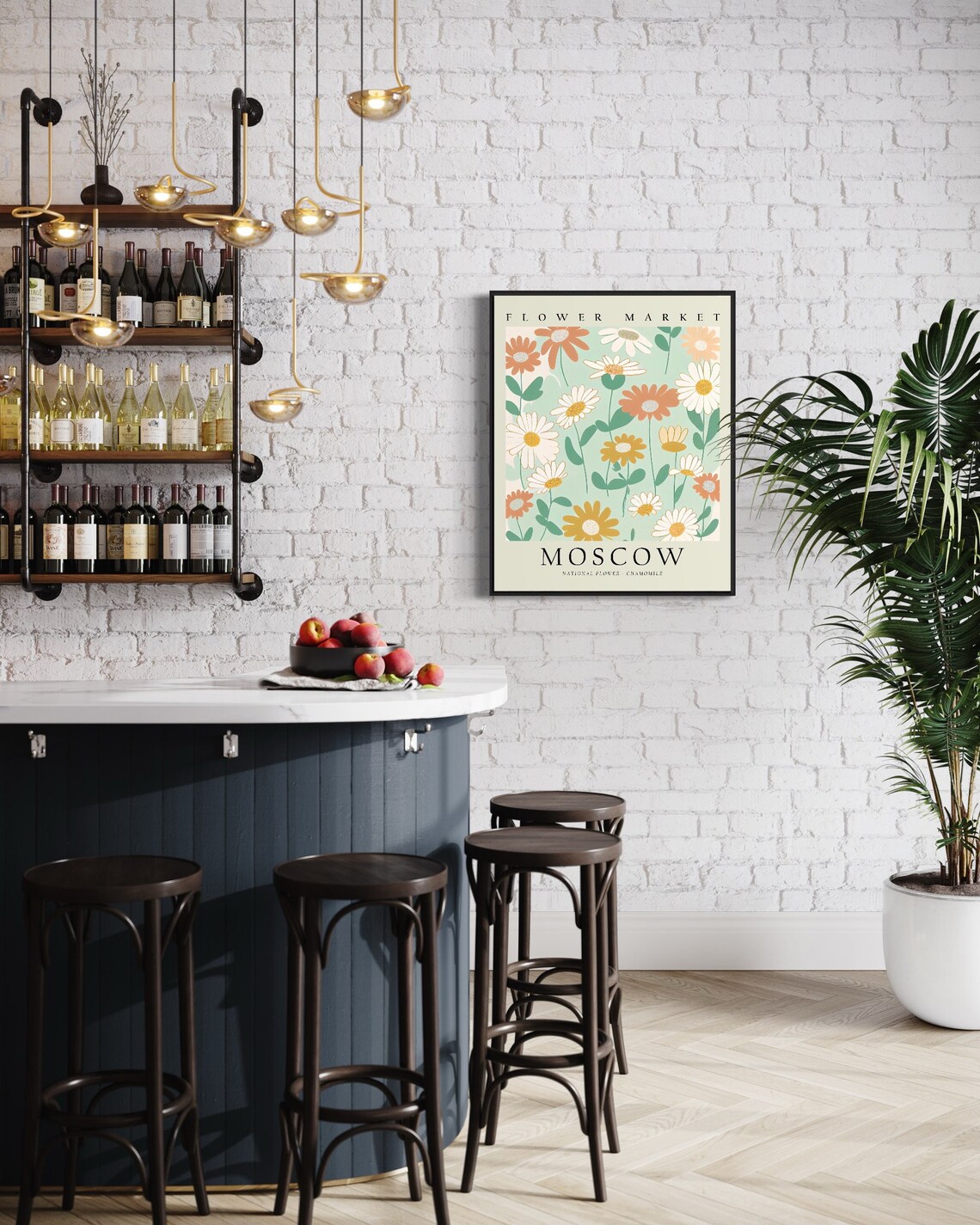 Moscow Chamomile Flower Market Botanical Travel City Decor Poster - Image 3
