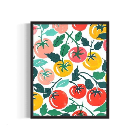 Tomato Poster Art Print Kitchen Fruit Decor For Kitchen Dining Restaurant Neutral Food Pastel Artwork