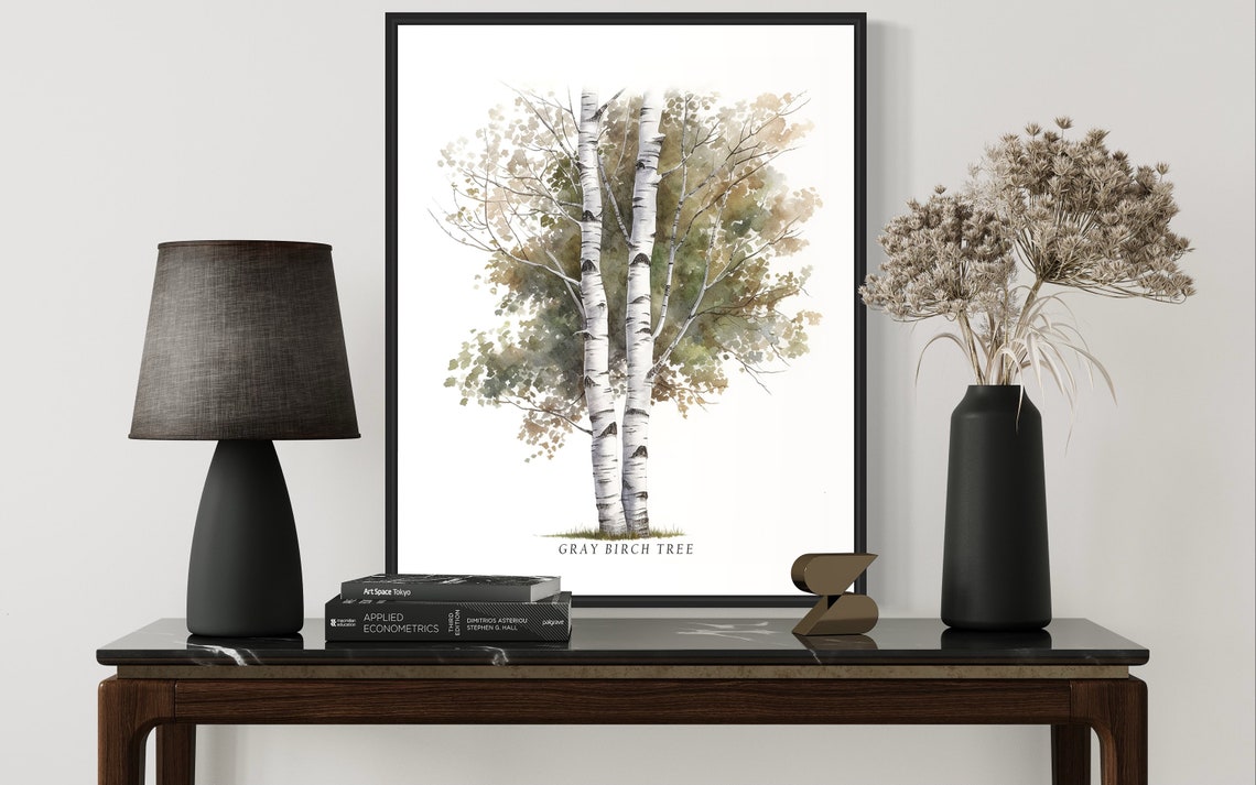 Gray Birch Tree Art Print Gray Birch Tree Wall Art Poster - Image 3