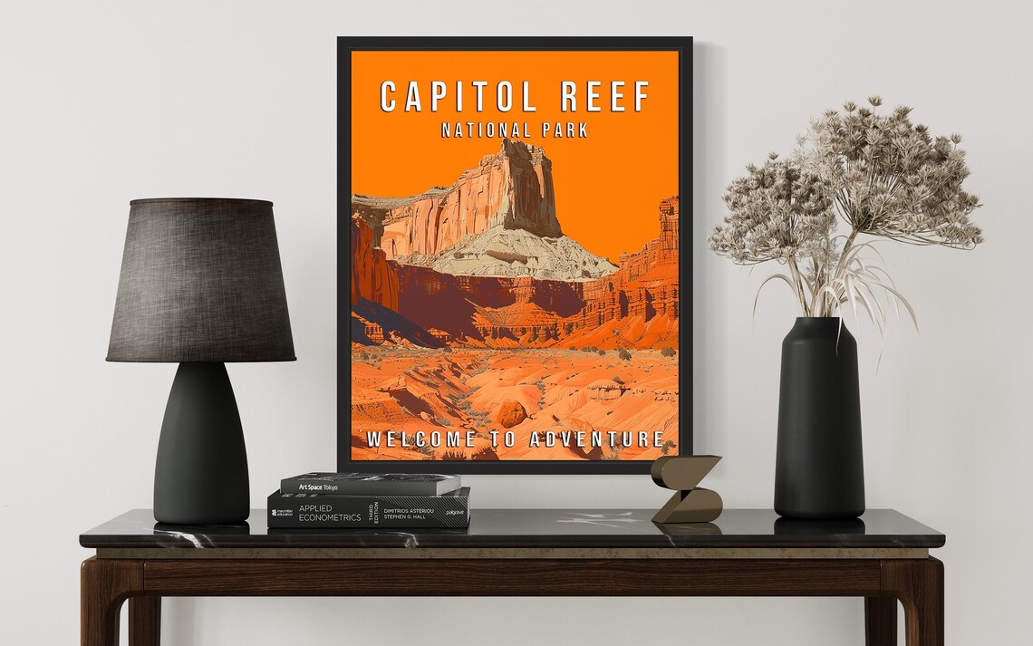 Capitol Reef National Park Utah Red Rock Monoliths Sunset Travel Poster - Image 3