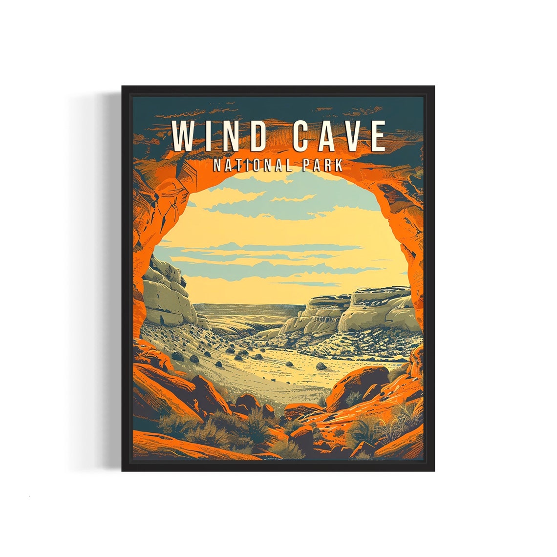 Wind Cave National Park Rock Arch Prairie Art Botanical Poster