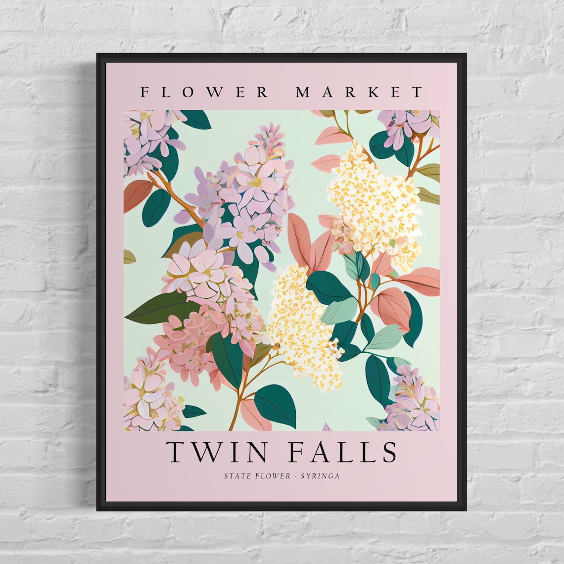 Twin Falls Flower Market Vintage Botanical Lilac Syringa Art Poster