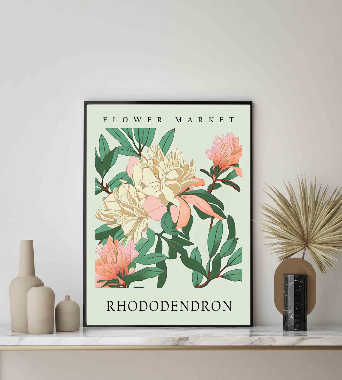 Rhododendron Cream Blush Botanical Flower Market Pastel Art Print - Image 3