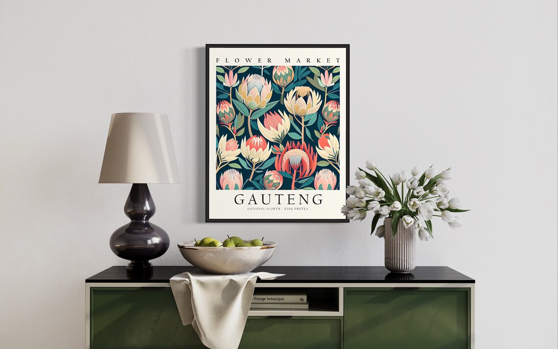 Gauteng King Protea Flower Market Botanical Travel Decor Poster - Image 2