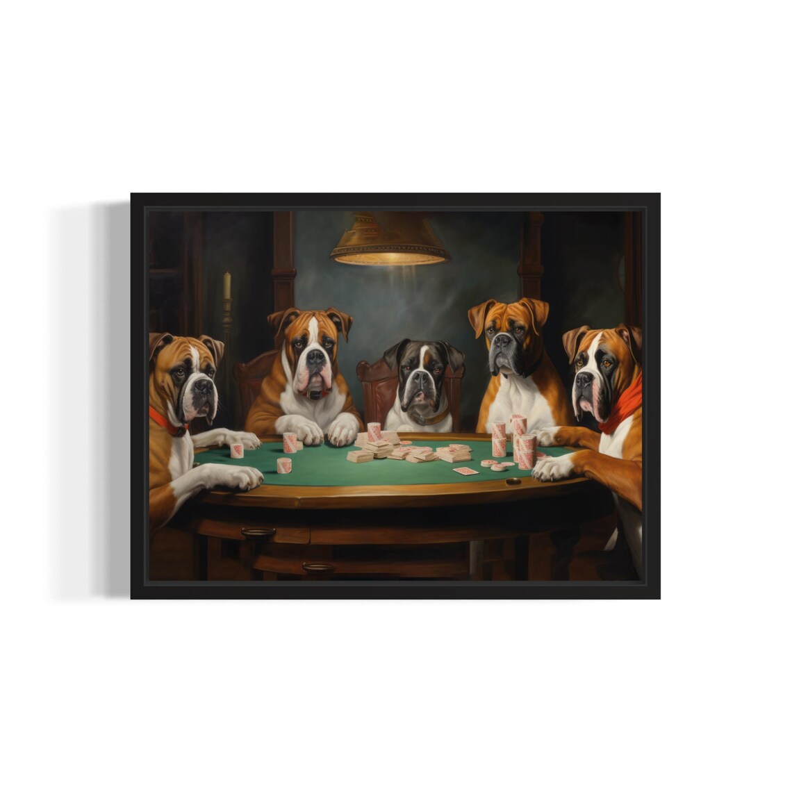 Boxers Playing Cards Humor Dog Art Print